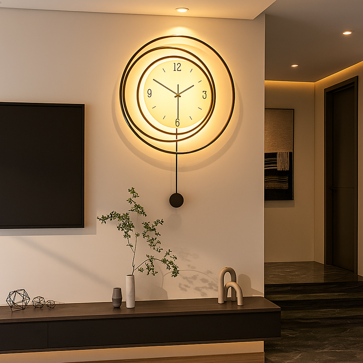 SilentGlow – Minimalist rund veggklokke med klare tall og stille bevegelse Norvo