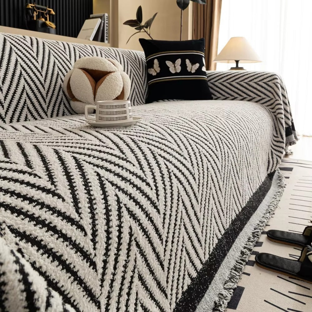 Norvo | Chevron Herringbone Frynse Sofa Deksel
