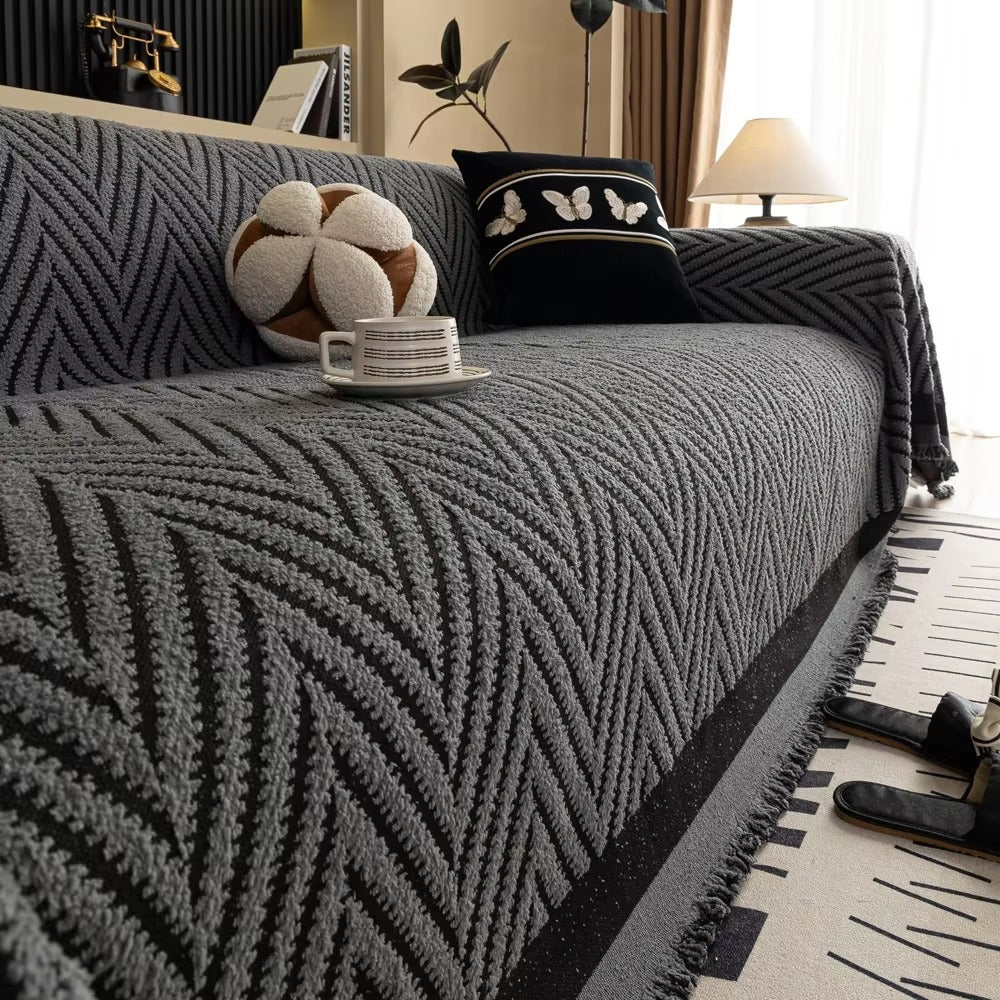 Norvo | Chevron Herringbone Frynse Sofa Deksel