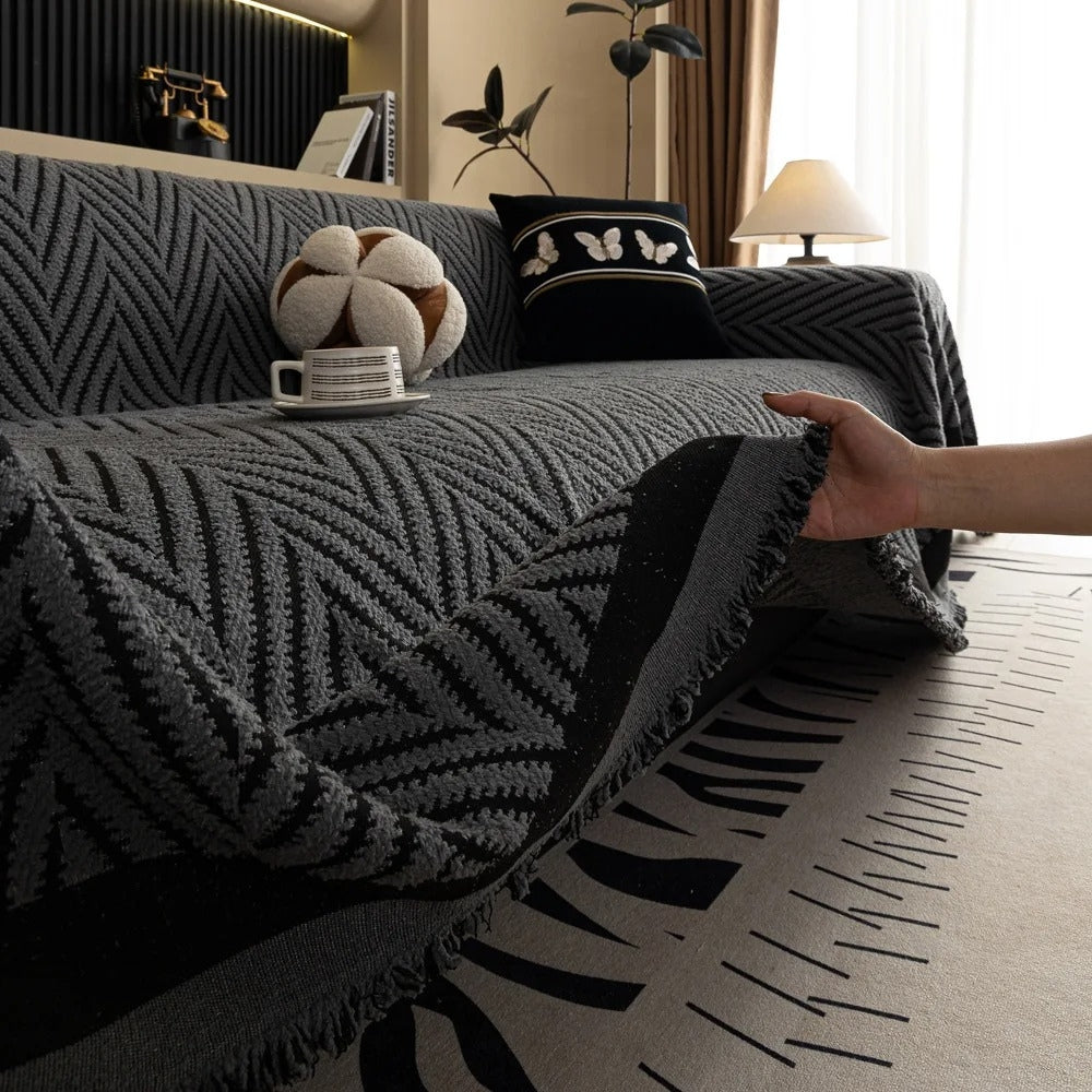 Norvo | Chevron Herringbone Frynse Sofa Deksel