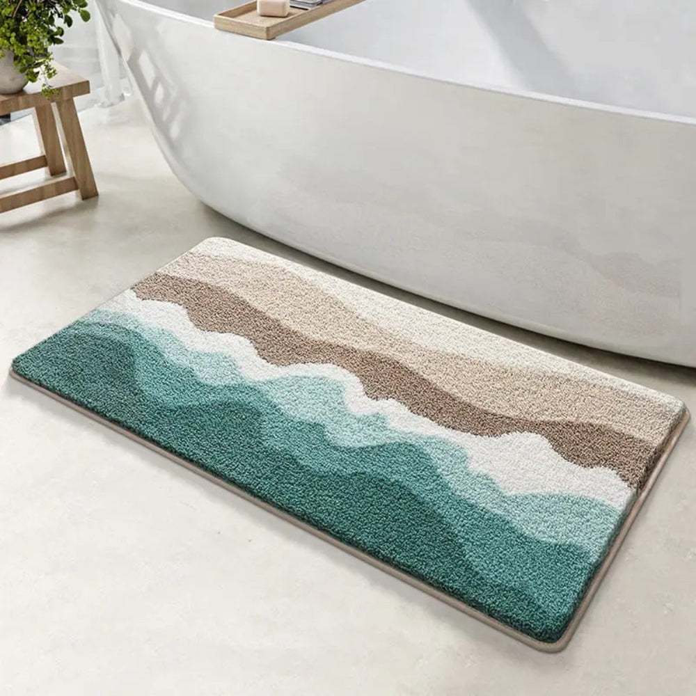 Norvo | Coastal Wave Pattern Non-Slip Bath Mat