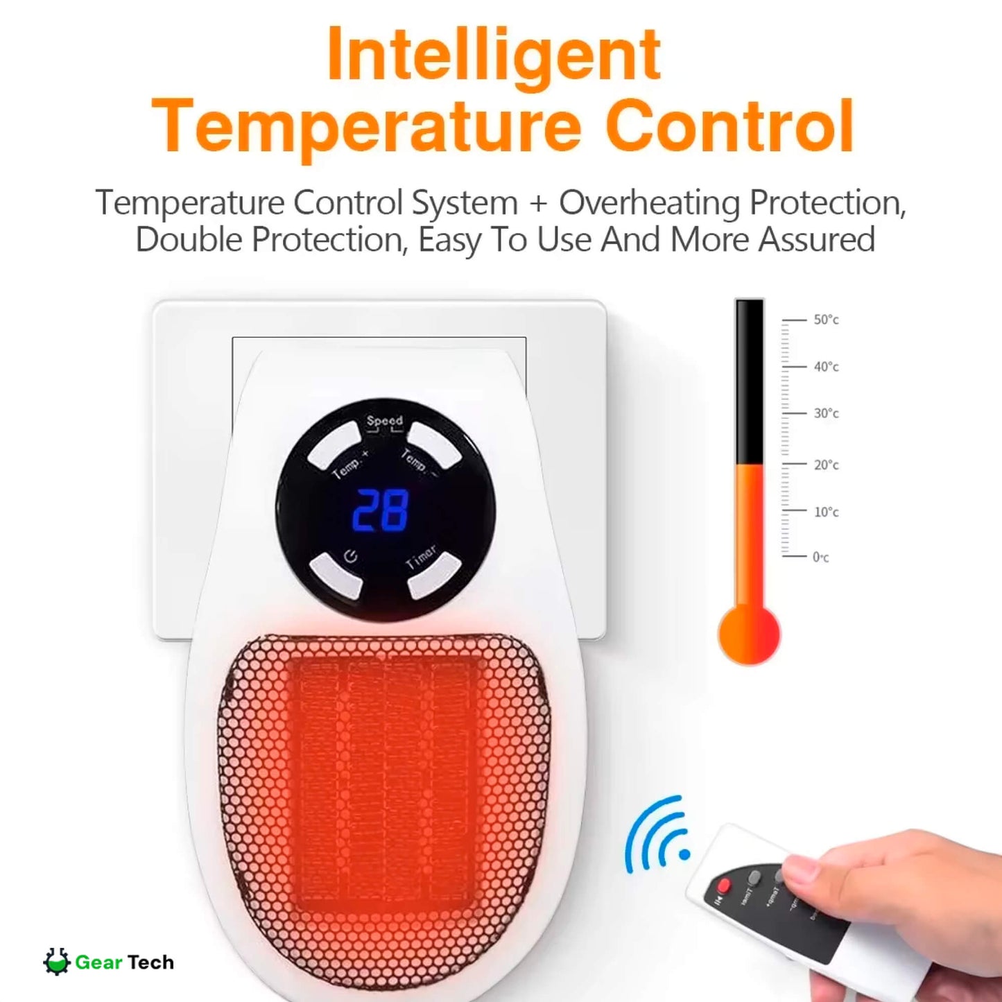 Norvo | Kompakt Elektrisk Varmer - USB og Plug-In Bærbar liten elektrisk varmer