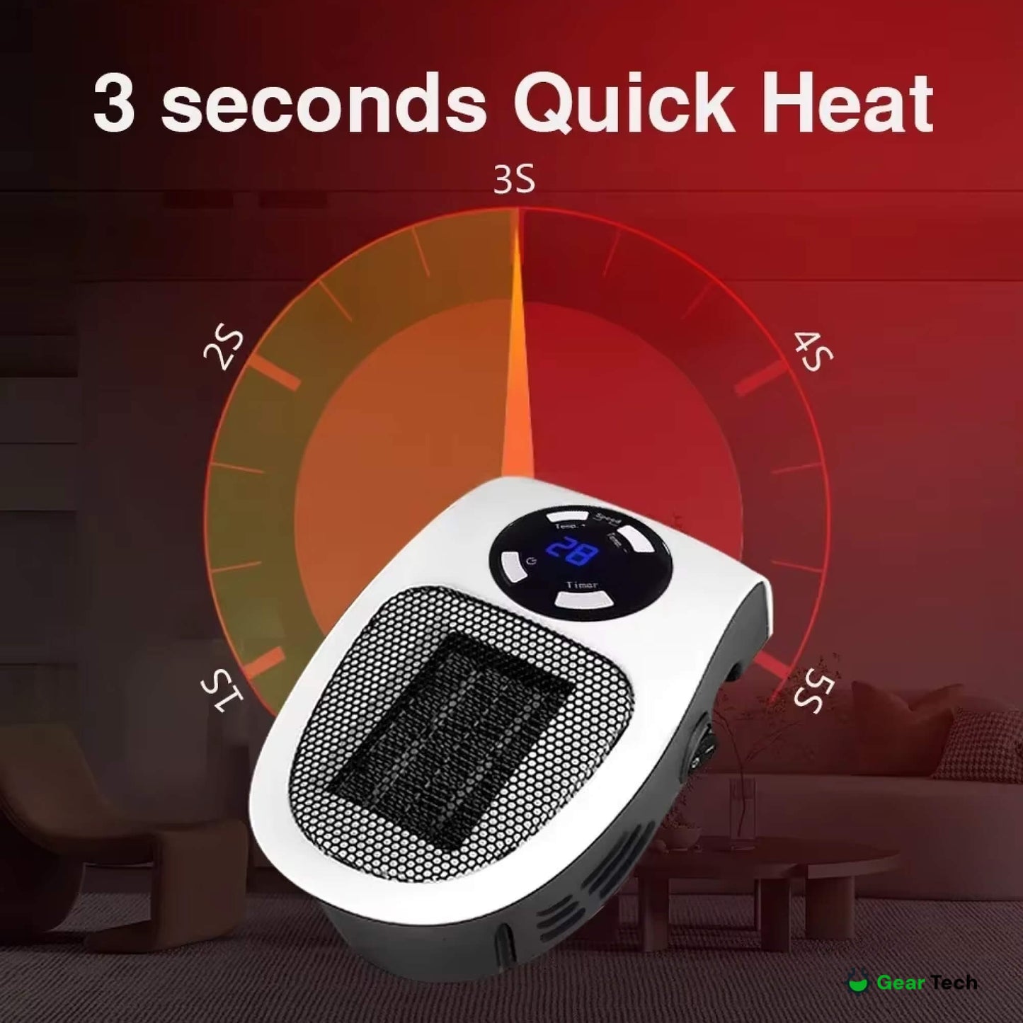 Norvo | Kompakt Elektrisk Varmer - USB og Plug-In Bærbar liten elektrisk varmer