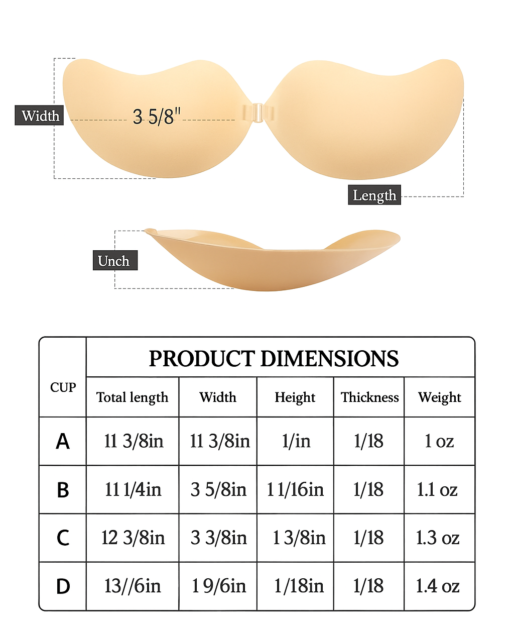 Norvo | Gjenbrukbar stroppeløs silikon-BH med push-up støtte