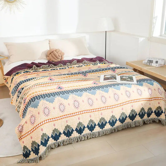 Norvo | Cozy Artisan Patterned Cotton Throw Blanket
