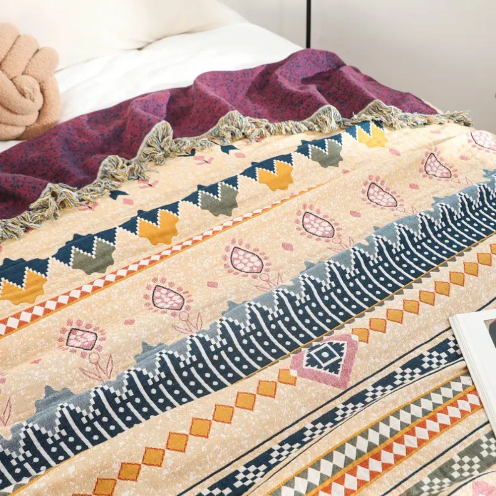 Norvo | Cozy Artisan Patterned Cotton Throw Blanket