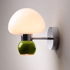 Norvo | Cream Colored Glass Mushroom Wall Lamp