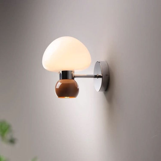 Norvo | Cream Colored Glass Mushroom Wall Lamp