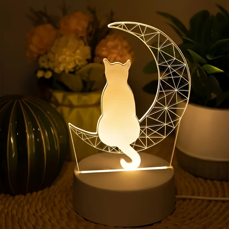 Norvo | LunaCat - 3D Nattlampe med Måne Design