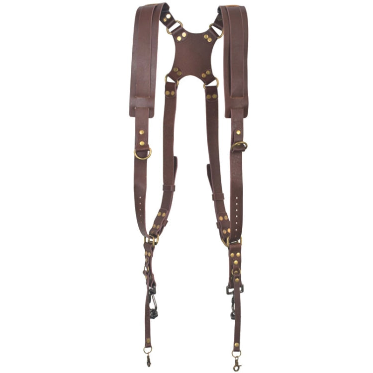 Norvo | Rask frigjøring anti-glid dobbel skulder lær harness kamera stropp med metall krok for SLR / DSLR-kameraer (Brun)