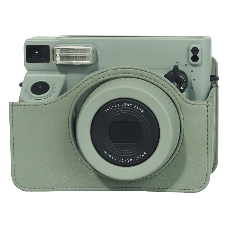 Norvo | For FUJIFILM Instax WIDE 400 Helkropp Skinnveske med Skulderreim (Grønn)