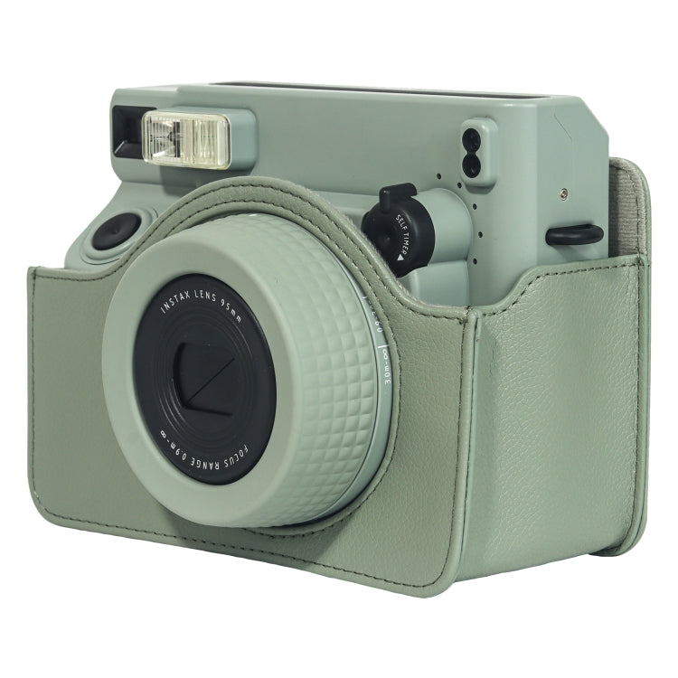 Norvo | For FUJIFILM Instax WIDE 400 Helkropp Skinnveske med Skulderreim (Grønn)