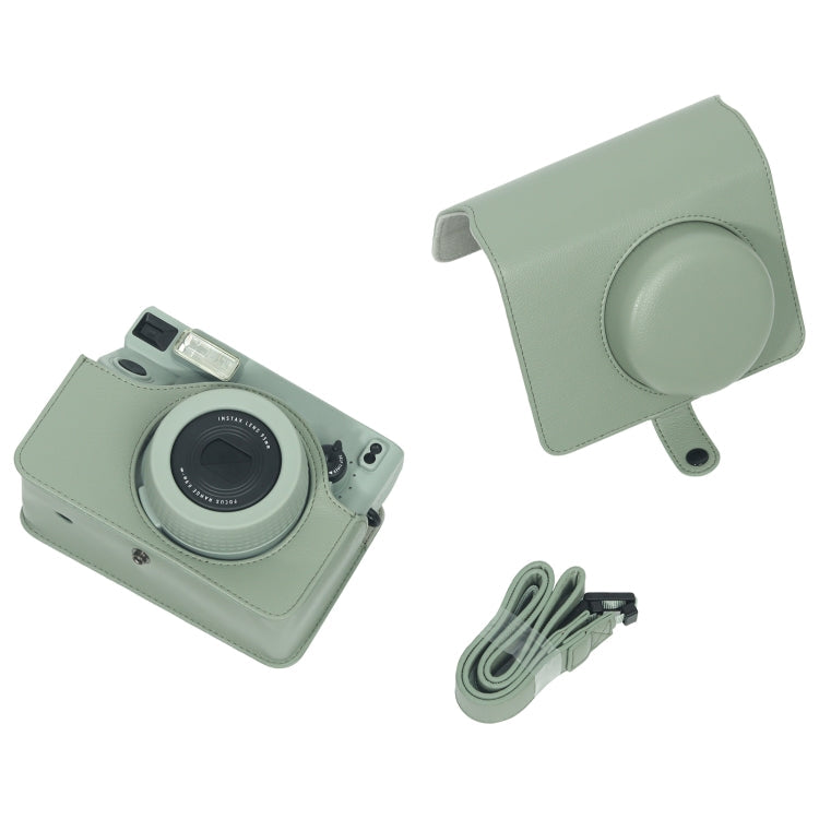 Norvo | For FUJIFILM Instax WIDE 400 Helkropp Skinnveske med Skulderreim (Grønn)