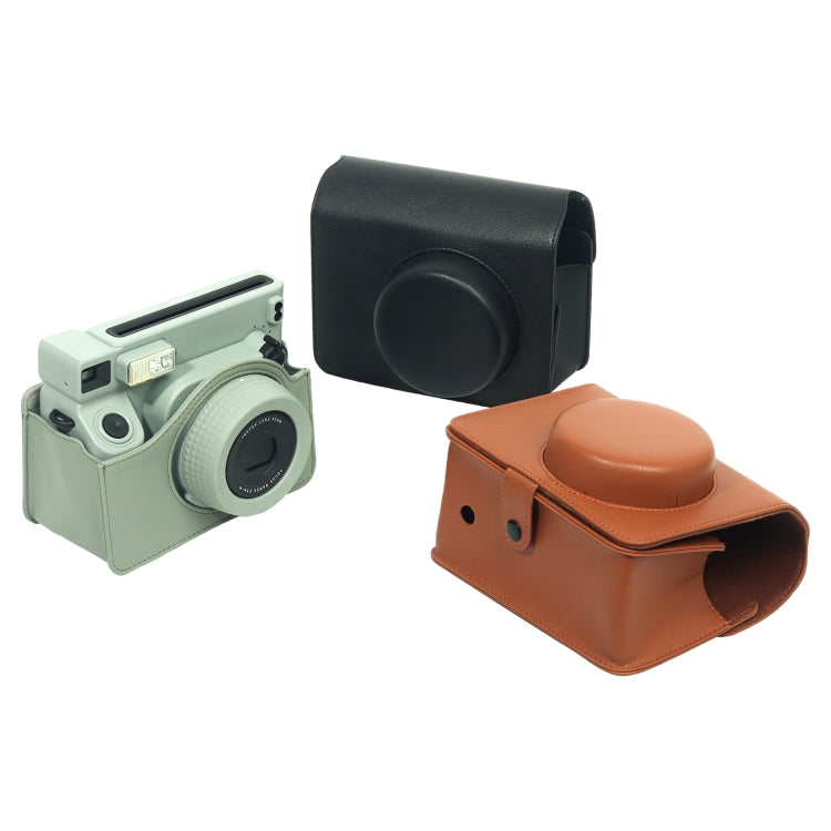 Norvo | For FUJIFILM Instax WIDE 400 Helkropp Skinnveske med Skulderreim (Grønn)