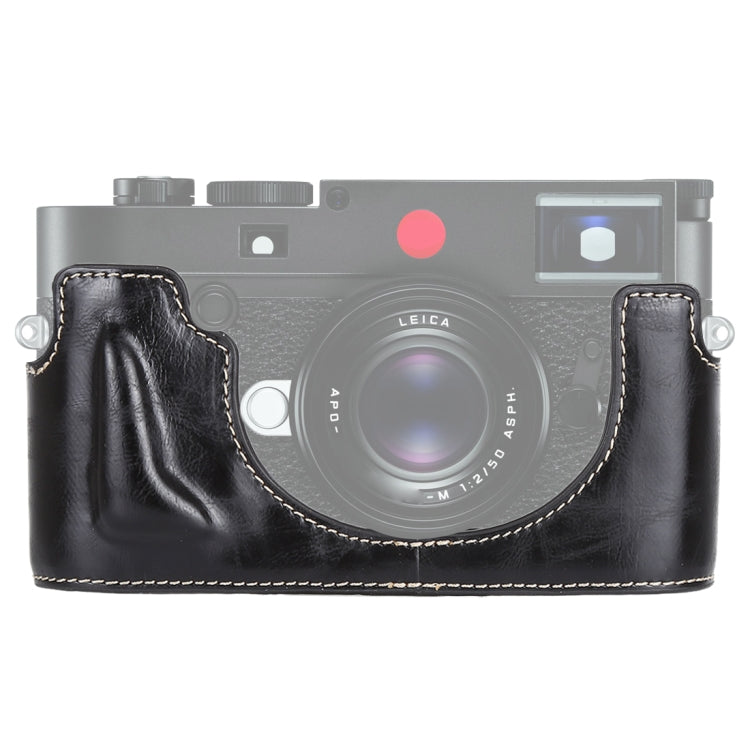 Norvo | 1/4 tomme Gjenget PU Lær Kamera Halvveske Base for Leica M10 (Svart)