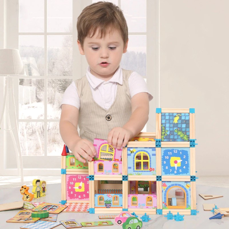 Norvo | EcoToys Kreative Slott Blokker | Bygg Fantasifulle Slott - Montessori Leker