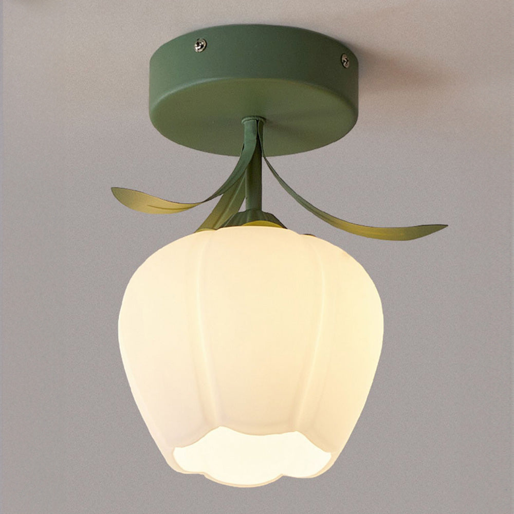 Norvo | Taklampe med blomstret glasskjermdesign
