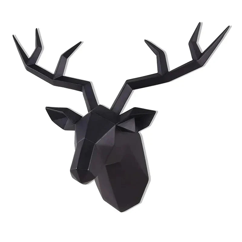 Norvo | Hjort Hode Skulptur Dyrs Statuett Figurer Veggmontering Kreativ Elg Kunst Gevir Statuett for Kontorinnredning Vegghengende