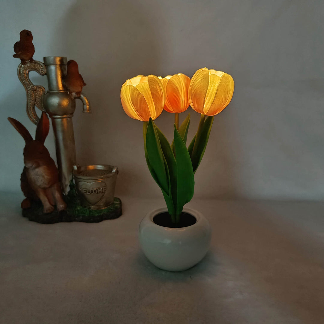 Norvo | Moderne Kreativ Simulering Tulipan Peony LED Nattlys Bordlampe