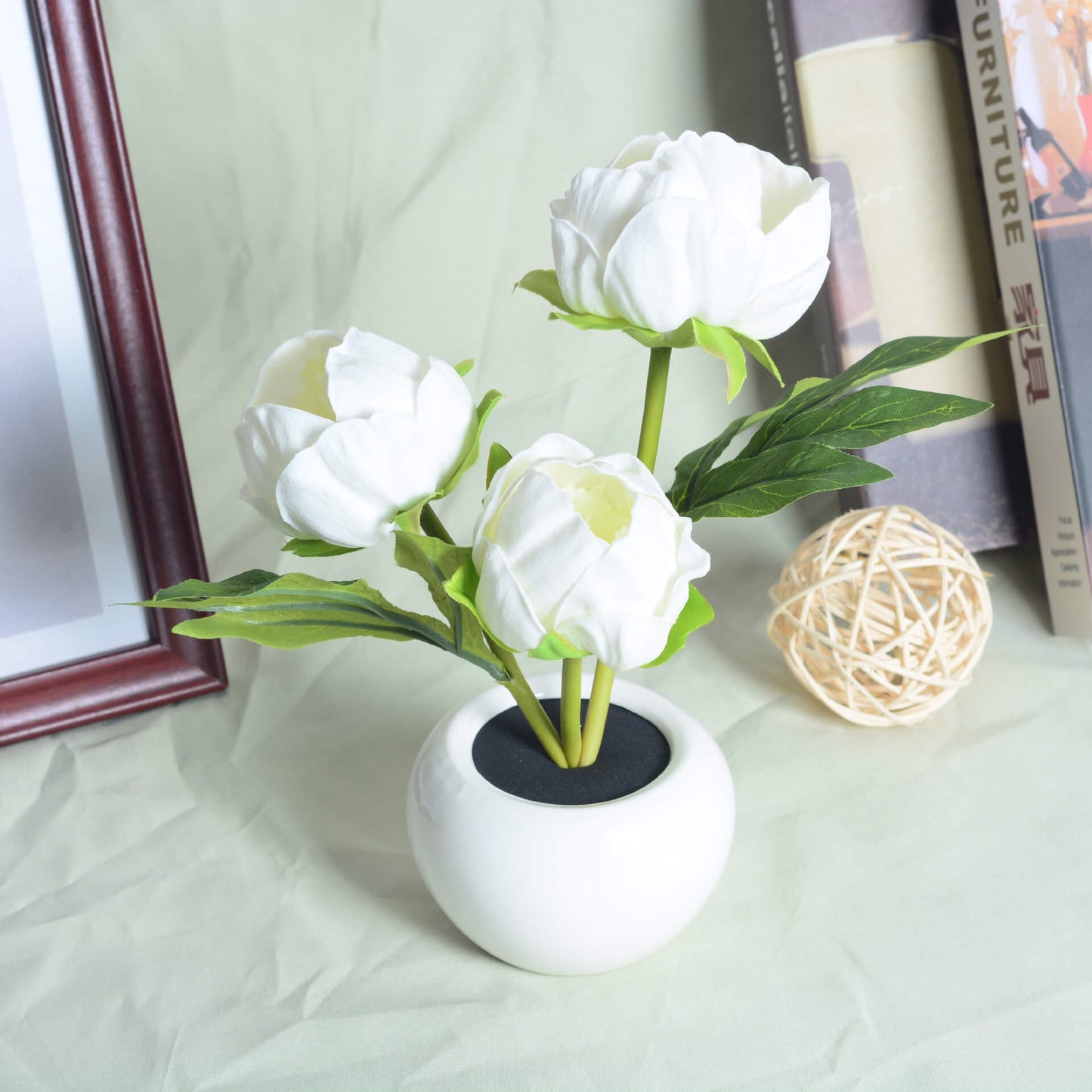 Norvo | Moderne Kreativ Simulering Tulipan Peony LED Nattlys Bordlampe