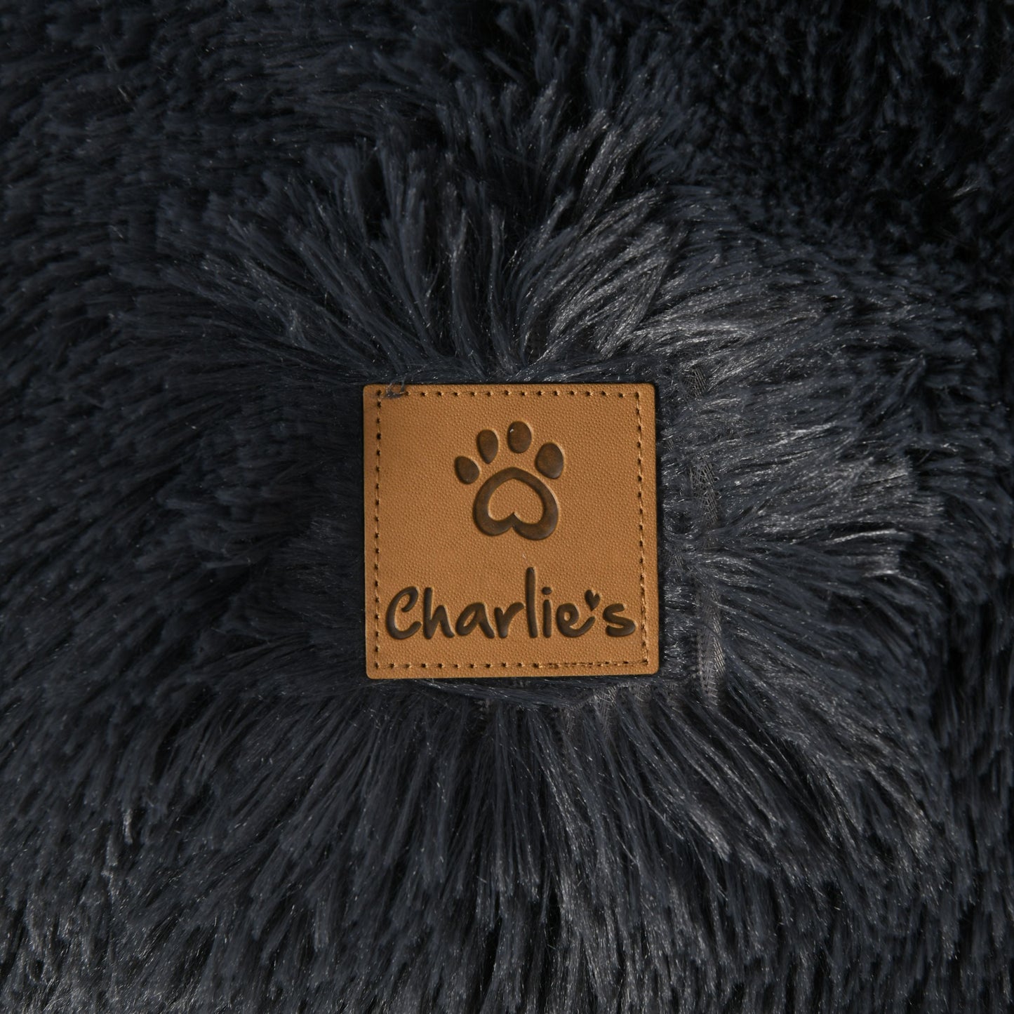 Norvo | Shaggy Faux Fur Rund Padded Lounge Mat - Kull