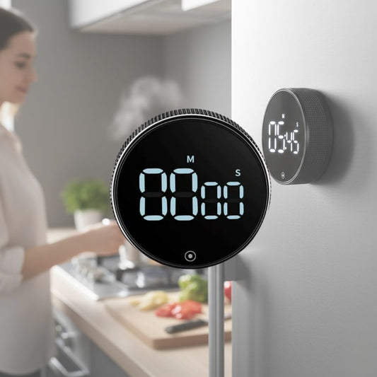 Norvo | SmartTime Kjøkken Timer | Enkel Ett-Vending Drift, Stor LED Skjerm & Justerbar Alarm for Matlaging, Studering & Klasseromsbruk