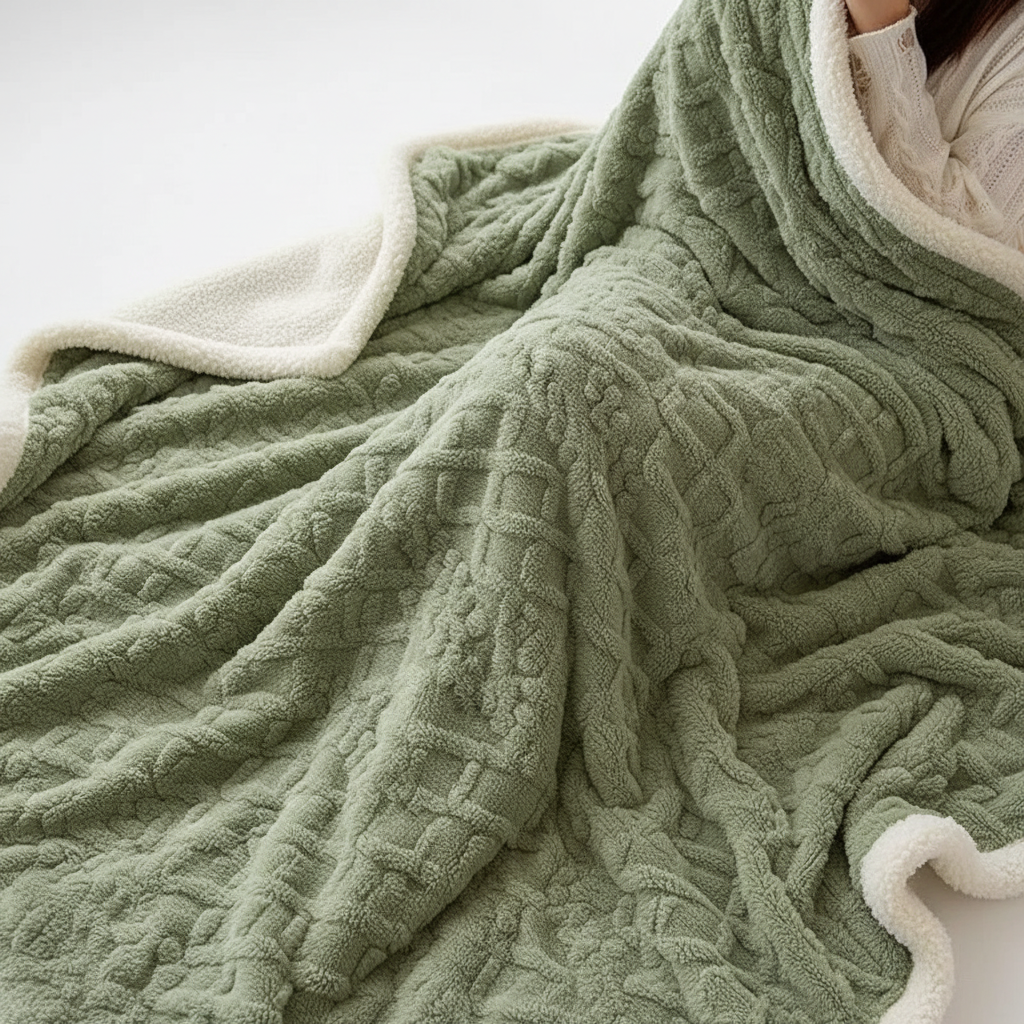 Norvo | WarmThuis Vinterteppe – Luksus Lamull Fleece Teppe med Dobbeltsidig Design