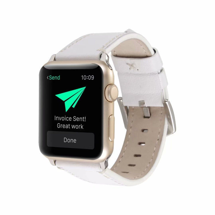 Norvo | Kalveskinn Ekte Skinn Klokkerem For Apple Watch Serie 7 45mm / 6 & SE & 5 & 4 44mm / 3 & 2 & 1 42mm (Hvit)