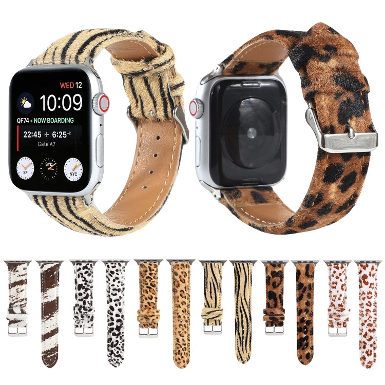 Norvo | Frerndorf | Hestehår Fluffy Leopardmønster Lærreim for Apple Watch Series 9&8&7 41mm / SE 3&SE 2&6&SE&5&4 40mm / 3&2&1 38mm(1)