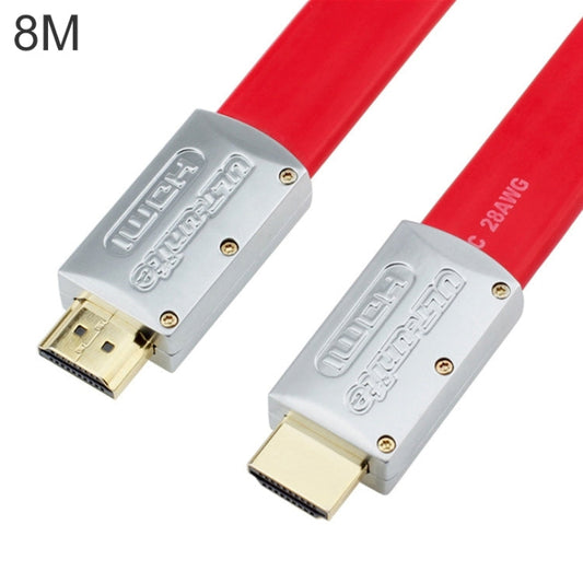 Norvo | ULT-unite 4K Ultra HD forgyllet HDMI til HDMI flat kabel, kabel lengde: 8m (Rød)