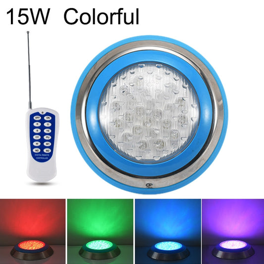 Norvo | 15W LED Rustfritt Stål Veggmontert Bassengbelysning Landskaps Undervannslys (Farget Lys + Fjernkontroll)