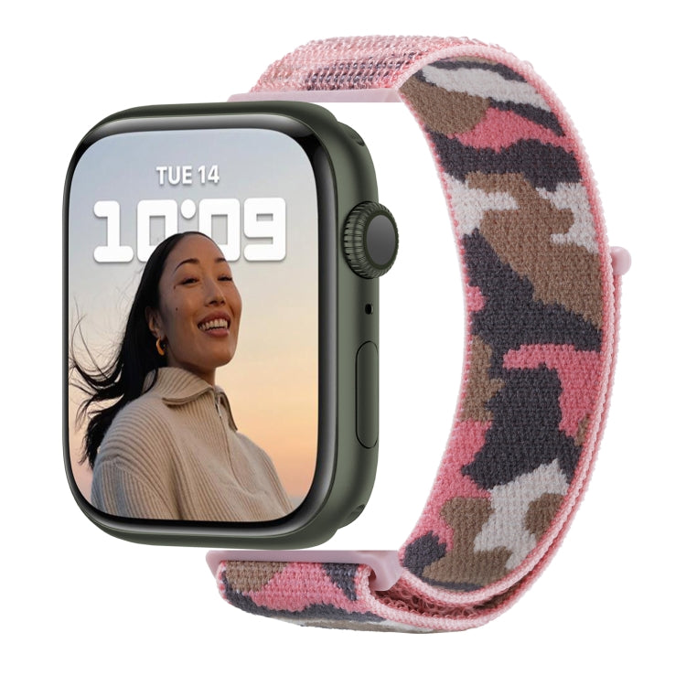 Norvo | Frerndorf | Nylon Loop Klokkerem for Apple Watch Ultra 49mm & Watch Ultra 2 49mm / Series 9 & 8 & 7 45mm / SE 3 & SE 2 & 6 & SE & 5 & 4 44mm / 3 & 2 & 1 42mm (Rosa Kamuflasje)
