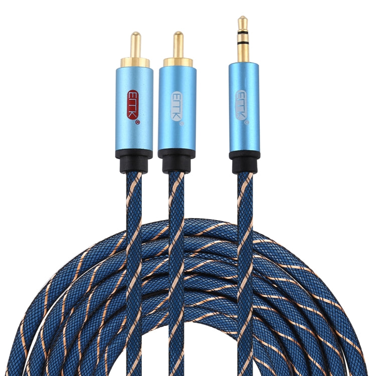 Norvo | EMK 3,5 mm hannplugg til 2 x RCA hann gullbelagt kontakter høyttaler audio kabel, kabel lengde: 5 m (Mørk Blå)