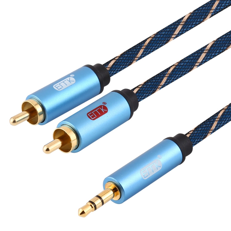 Norvo | EMK 3,5 mm hannplugg til 2 x RCA hann gullbelagt kontakter høyttaler audio kabel, kabel lengde: 5 m (Mørk Blå)