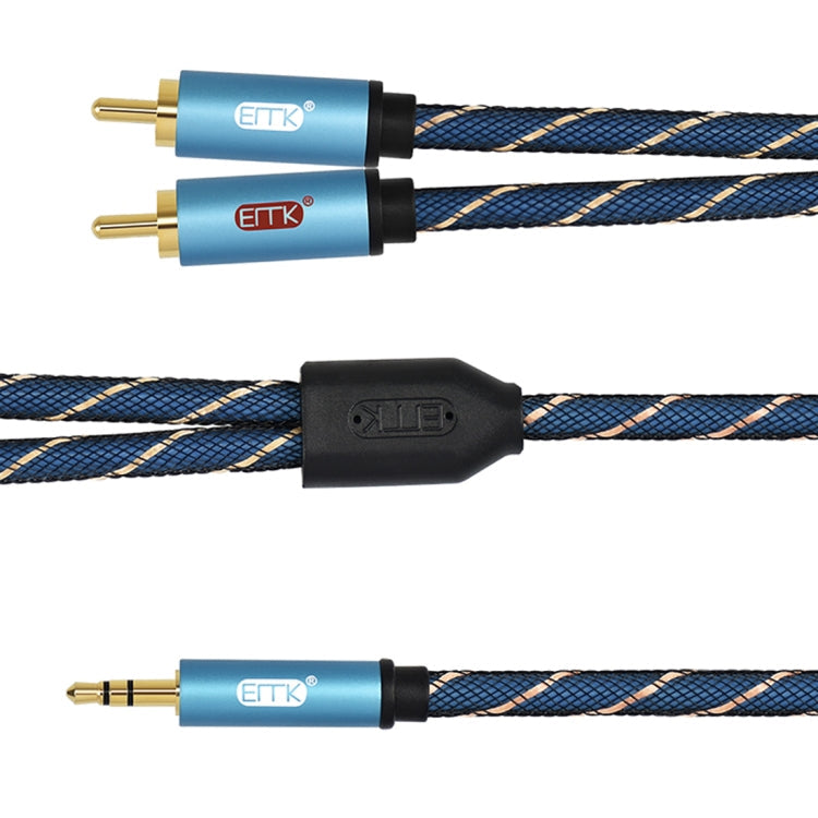 Norvo | EMK 3,5 mm hannplugg til 2 x RCA hann gullbelagt kontakter høyttaler audio kabel, kabel lengde: 5 m (Mørk Blå)