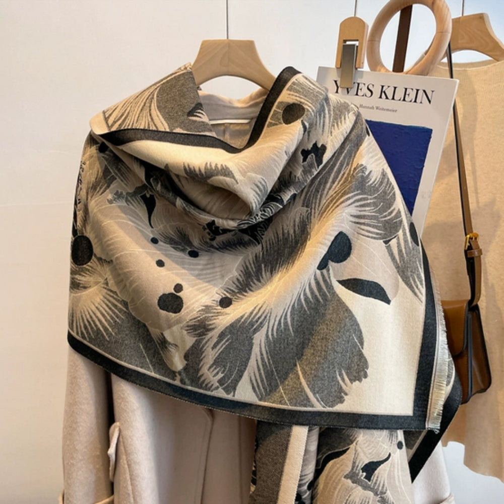 Norvo | Elegant Floral Jacquard Vevd Skjerf