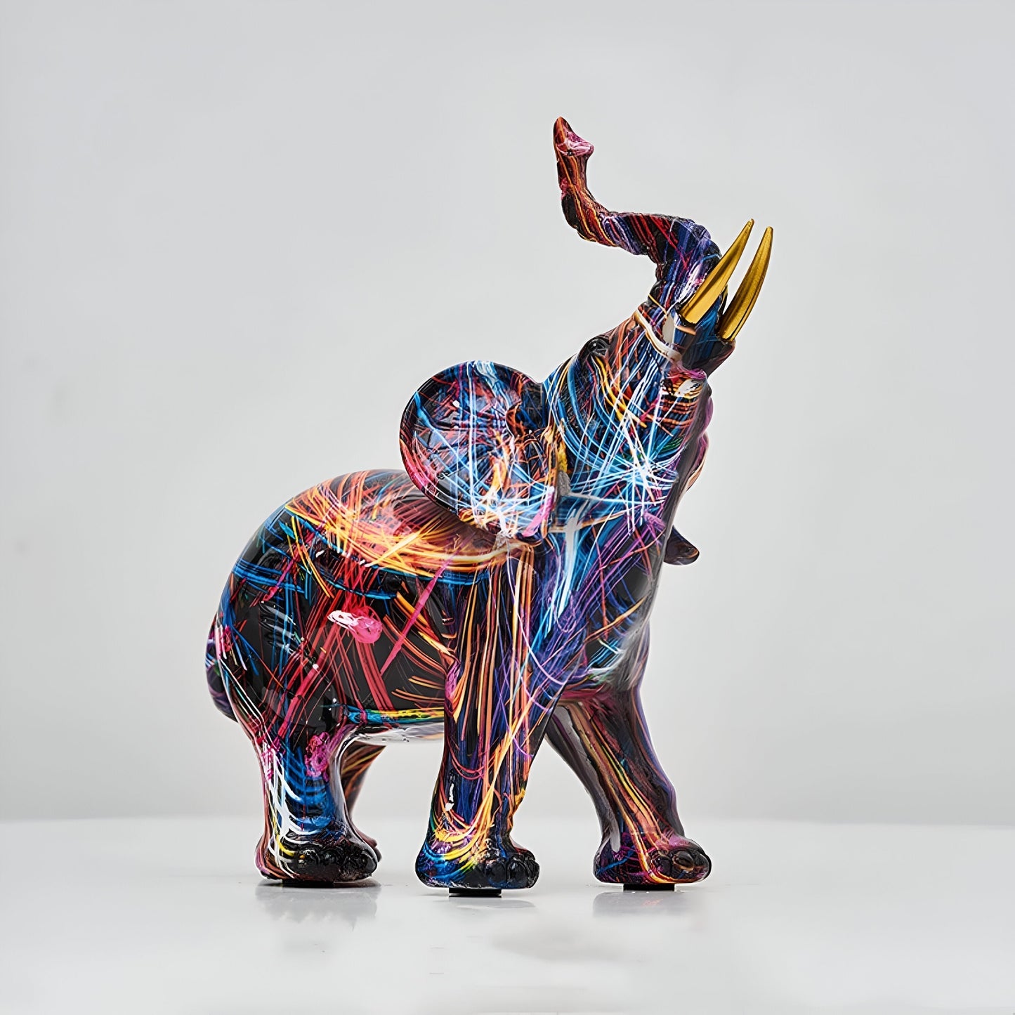 Norvo | ColorPower Elefant Statue – Dekorativ Statue med Livlige Mønstre