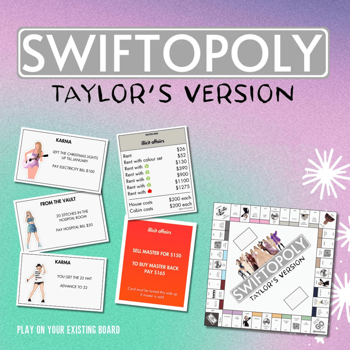 Norvo | Swiftopoly | Taylor Swift Monopoly Brettspill for 2-6 Spillere med Unik Opplevelse
