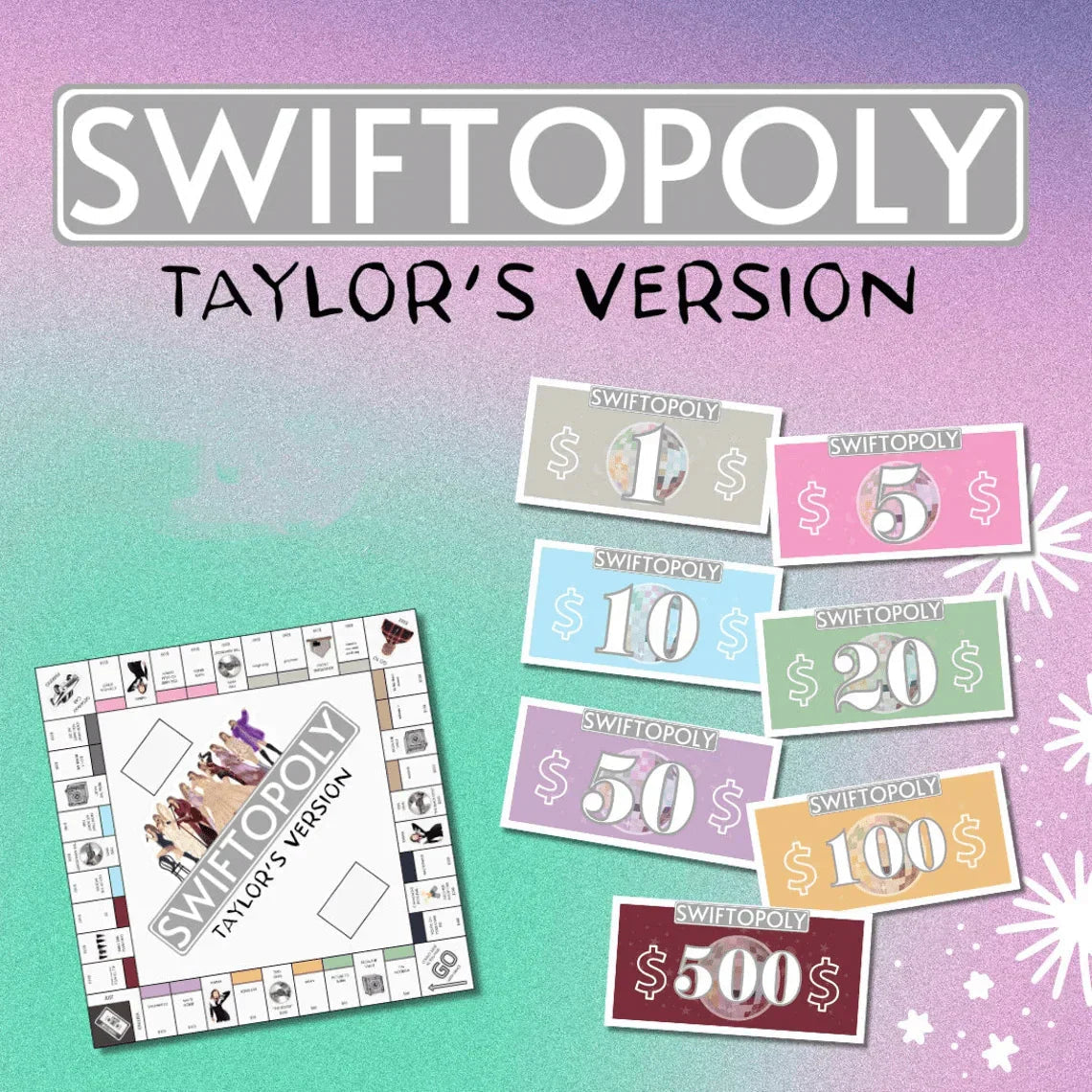 Norvo | Swiftopoly | Taylor Swift Monopoly Brettspill for 2-6 Spillere med Unik Opplevelse