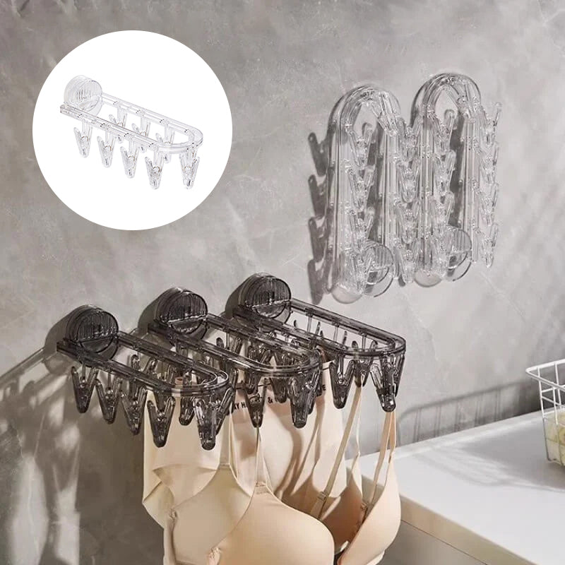 Norvo | Sugkop sammenleggbart klesstativ med klips