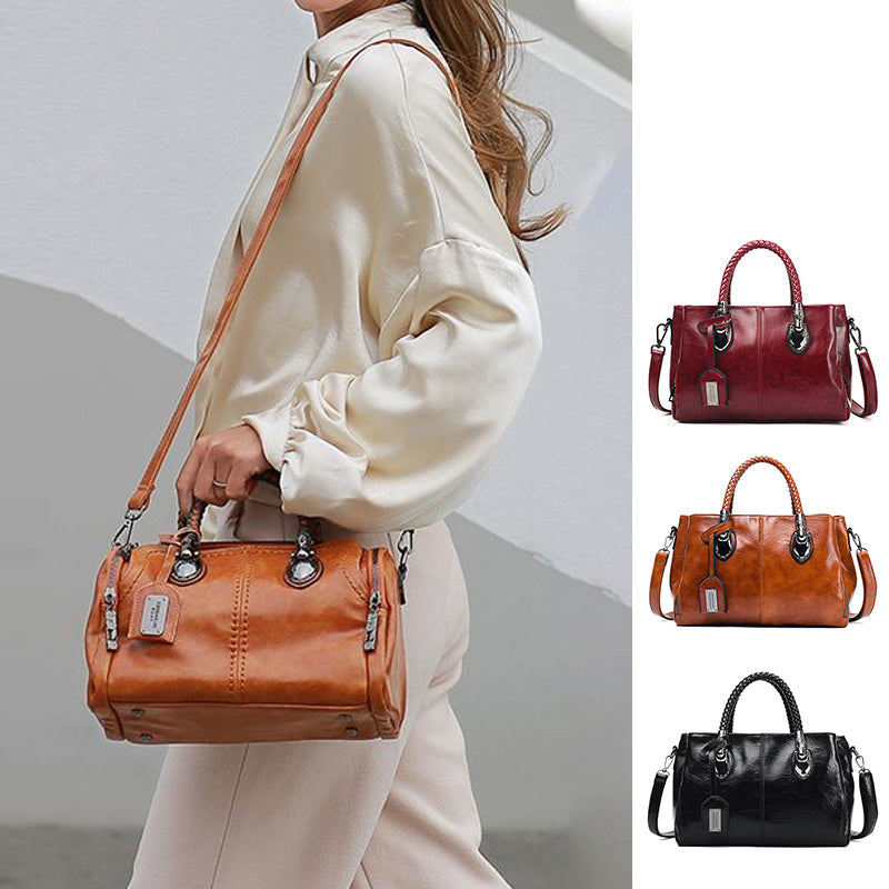 Norvo | Nye vesker laget av oljevoks lær Boston, stor tote bag laget av mykt lær