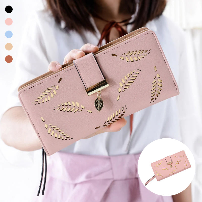 Norvo | Lang lommebok for kvinner med blader mønster