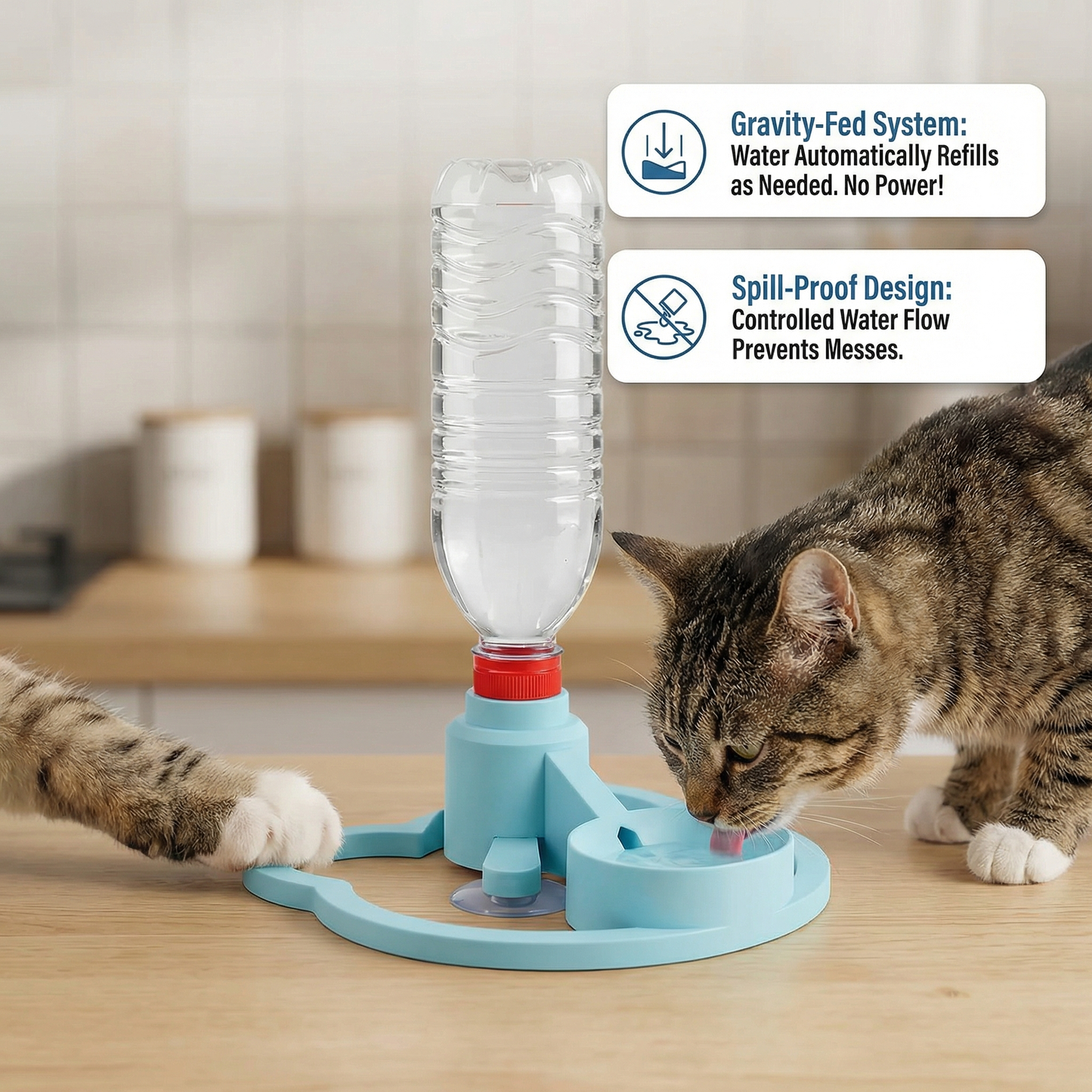 Automatisk kjæledyr vann dispenser – Ingen strøm nødvendig, sølefri & reisevennlig skål