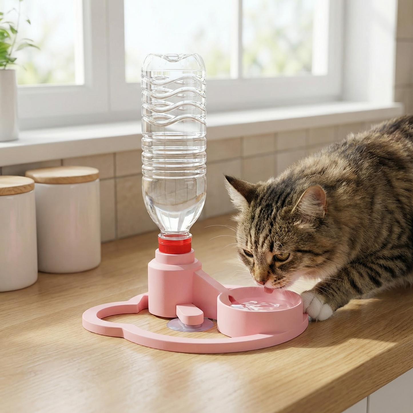 Automatisk kjæledyr vann dispenser – Ingen strøm nødvendig, sølefri & reisevennlig skål