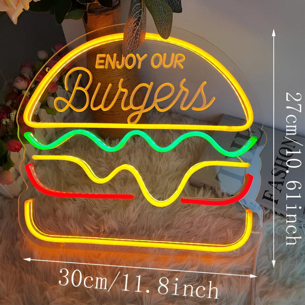 Norvo | Fast Food LED Neon Lys – Fargerik Veggdekorasjon med USB Tilkobling