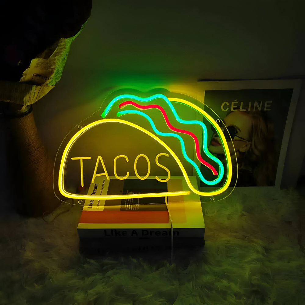 Norvo | Fast Food LED Neon Lys – Fargerik Veggdekorasjon med USB Tilkobling