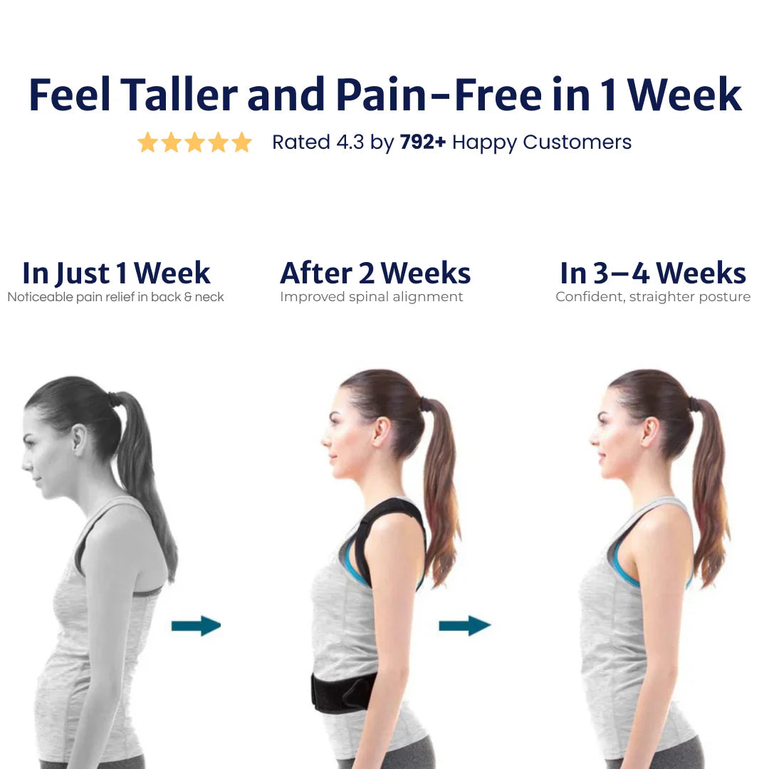 Norvo | Ryggposisjonskorrektor | Justerbar, Pustende Design for Menn og Kvinner for å Forbedre Posisjon og Redusere Ryggen Smerte