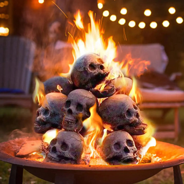 Norvo | SkullFire Ornament – Brannsikker Hodeskallefigur laget av Harpiks for Gothic & Halloween Dekorasjon