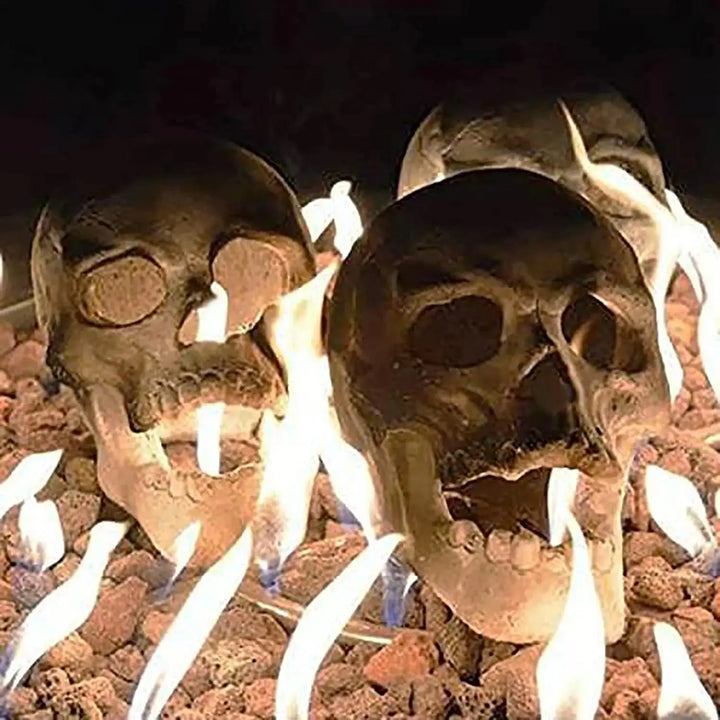 Norvo | SkullFire Ornament – Brannsikker Hodeskallefigur laget av Harpiks for Gothic & Halloween Dekorasjon