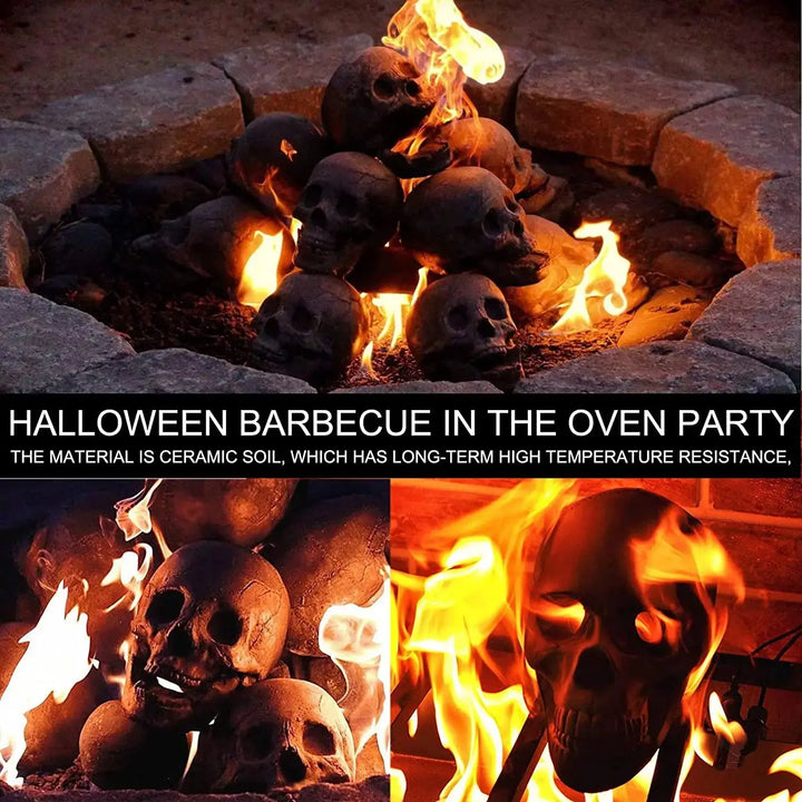 Norvo | SkullFire Ornament – Brannsikker Hodeskallefigur laget av Harpiks for Gothic & Halloween Dekorasjon